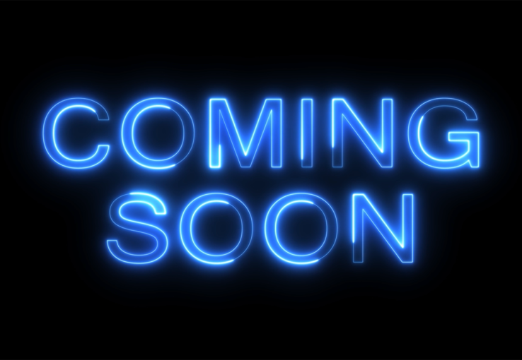 image of blue new sign reading "coming soon"